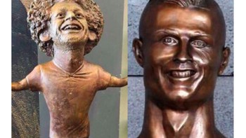 Sebelumnya, ada patung aneh Cristiano Ronaldo yang tak kalah menggelikan. Foto: Twitter