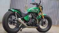 Basis motor ini adalah Kawasaki W175. Motor itu digarap oleh bengkel Katros Garage. Dari segi desain, motor modifikasi baru milik Jokowi ini mengusung gaya bobber/chopper. Foto: Dok.Istimewa