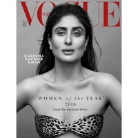 Kareena Kapoor tampil memesona untuk edisi November 2018 majalah Vogue India yang mengangkat tema Women of The Year. Pada halaman sampul Vogue, Kareena yang dipotret hitam putih terlihat memakai bra animal print. Foto: Dok. Instagram, Dok. Vogue