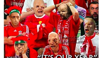 Penampakan fans Liverpool di kandang Red Star. Foto: Twitter