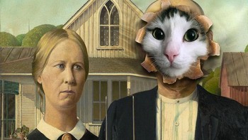 Tak hanya mengkombinasikan dengan hewan lain, Audrey juga membuat kucing ini seperti lukisan.(Foto: Boredpanda)