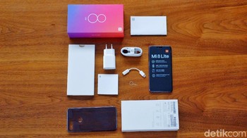 Inilah semua yang ada di paket penjualan Mi 8 Lite. Foto: Adi Fida Rahman/detikINET