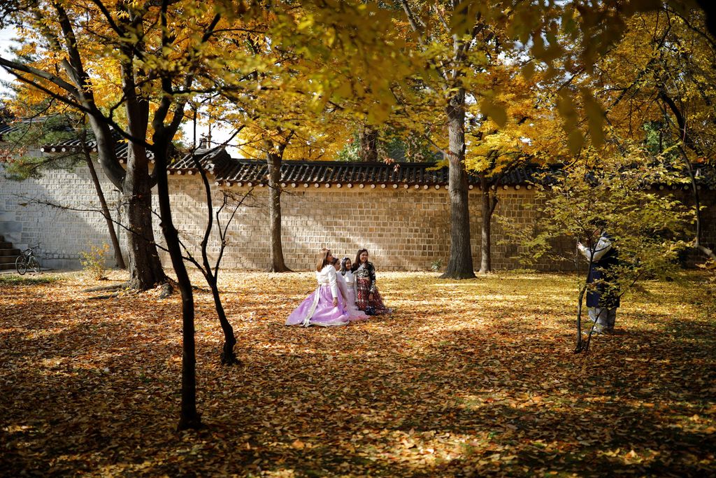 A man walks past fallen leaves on a late autumn day in Seoul, South Korea, November 7, 2018.    REUTERS/Kim Hong-Ji