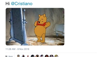 Winnie the Pooh tak mau kalah pamer perut seperti Cristiano Ronaldo. (Foto: Internet/Twitter)