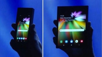 Layar tersebut menggunakan teknologi Super AMOLED. Ketika dilipat, perangkat akan memperlihatkan konten dalam layar berukuran 4,6 inch. Begitu dibuka akan menjadi sebuah tablet berukuran 7,3 inch. Foto: istimewa