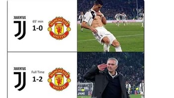 Ronaldo lebih dulu merayakan dengan pamer otot perut, tapi saat peluit akhir berbunyi Mourinho tersenyum lebih lebar dengan perayaan yang sama-sama membetot perhatian. (Foto: Internet/Twitter)