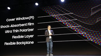 Samsung juga menjelaskan teknologi di balik layar fleksibel buatannya. Foto: Reuters