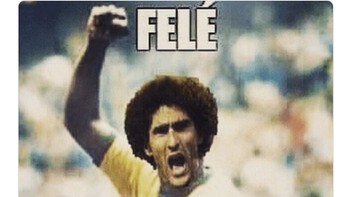 Meme ini dengan kocak mengapresiasi kontribusi Marouane Fellaini terhadap kebangkitan MU di kandang Juve. Fele, begitu pujian buatnya, merujuk pada legenda sepakbola Pele. (Foto: Internet/Twitter)