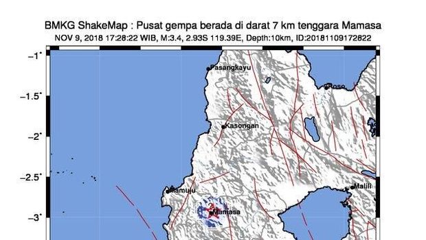 Gempa 3,4 SR Guncang Mamasa Sulbar