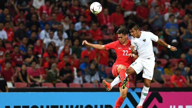 Timnas Indonesia kalah 0-1 dari Singapura di laga perdana Piala AFF 2018. (