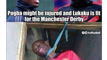 Paul Pogba diragukan bisa main buat MU, tapi Romelu Lukaku mungkin bugar untuk lawan City. Hal itu diyakini bikin fans MU malah tak pede. (Foto: Internet/Twitter)