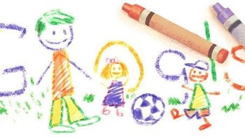 Sosok ayah-anak kembali muncul pada Google Doodle Hari Ayah 2012, yang gambarnya seperti terbuat dari krayon. Foto: Google