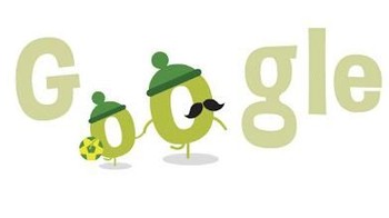 Google Doodle untuk Hari Ayah 2014 lebih sederhana dengan kedua huruf o pada Google diubah menjadi ayah dan anak. Foto: Google