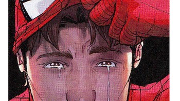 Spider Man membuka topengnya dan tampak menangis. Foto: Twitter