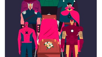 Para superhero Marvel mengantarnya ke peristirahatan terakhir. Foto: Twitter