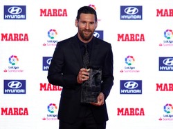 Lima penghargaan El Pichichi ini menyejajarkan Messi dengan Alfredo Di Stefano, Quini, dan Hugo Sanchez. (Foto: Albert Gea/Reuters)