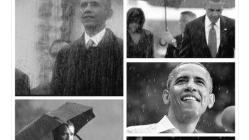 Foto Obama menantang hujan banyak diposting warganet. Foto: istimewa