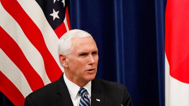 U.S. Vice President Mike Pence speaks during the joint news announcement with  Japanese Prime Minister Shinzo Abe (not pictured) at Abe’s official residence in Tokyo, Japan November 13, 2018.  REUTERS/Issei Kato