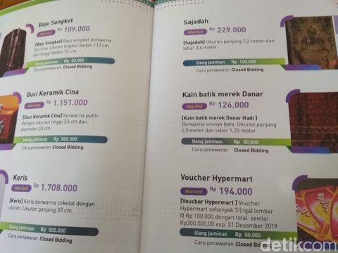Salah satu isi katalog lelang barang gratifikasi