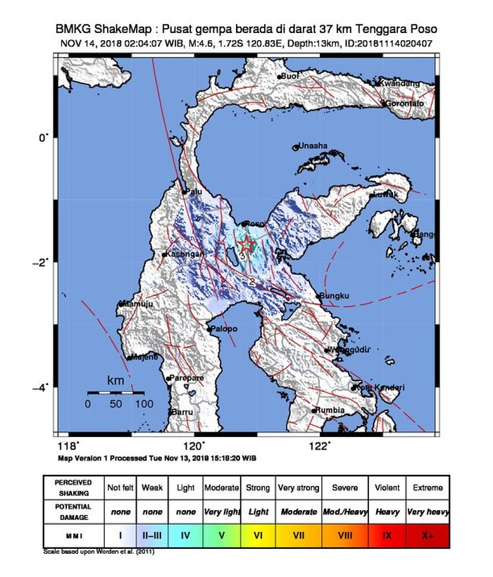 Gempa M 4,6 Dirasakan di Poso