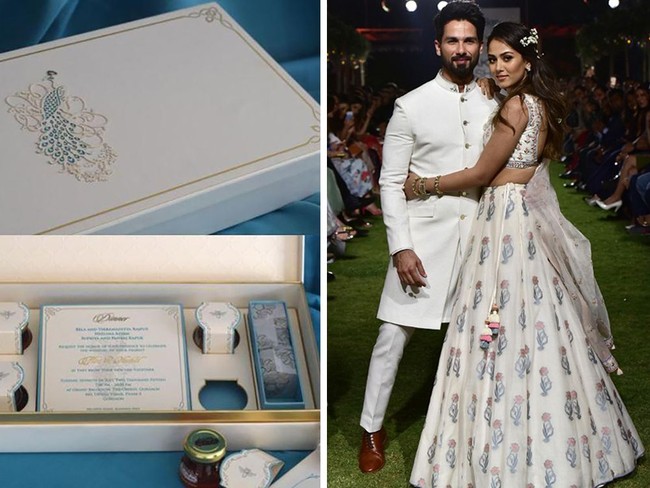 Aktor Shahid Kapoor menyebarkan undangan pernikahan yang begitu mewah saat menikahi wanita berusia 13 tahun lebih muda darinya, Mira Rajput. Undangan pernikahan Shahid menghabiskan biaya US$ 4,5 juta atau sekitar Rp 66 miliar. Undangan tersebut adalah sebuah boks atau kotak yang di dalamnya selain terdapat detail pesta pernikahan, ada juga puluhan cokelat mahal. Foto: Getty Images, Ist.