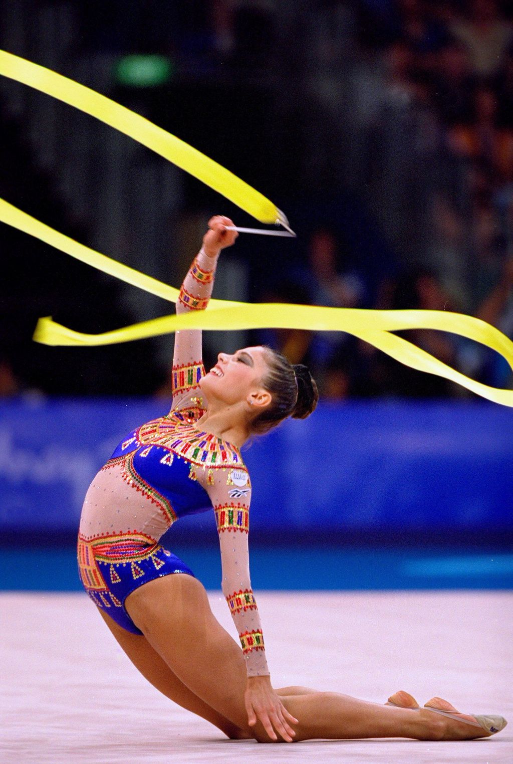 1 Oct 2000:  Alina Kabaeva of Russia on her way to Bronze in the Womens Rhythmic Gymnastics Final at Pavilion 3 on Day 16 of the Sydney 2000 Olympic Games in Sydney, Australia.  Mandatory Credit: Mike Powell /Allsport