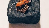 Wah, saat berada di wilayah San Sebastian, Spanyol, Kim mencicip hidangan mewah yang tersaji di atas batu kecil. Di sana terlihat beberapa potong black truffle dan bulu babi. Nyam! Foto: Instagram kimintechnicolor