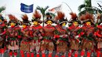 Tari Tradisional Papua Nugini Sambut Kedatangan Presiden China