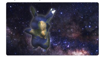 Seorang netizen berkelakar bahwa Bumi sesungguhnya berbentuk Pikachu. (Foto: Internet/Twitter)