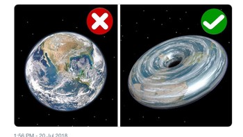 Teori Bumi Donat ini sebenarnya sudah dimunculkan pencetusnya di forum Bumi Datar pada tahun 2012 silam. Teori itu ramai dibahas lagi belakangan ini. (Foto: Internet/Twitter)