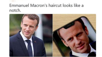 Waduh, Presiden Prancis Emmanuel Macron kena kelakar lagi soal notch. (Foto: Internet/9Gag)