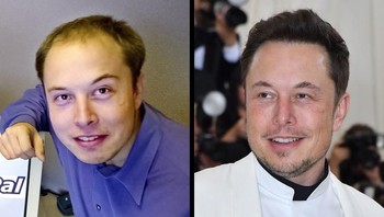 Elon Musk, pendiri SpaceX dan Tesla, terlihat beda banget dulu dan sekarang terutama di bagian (ehem) rambut. Cukup bikin pangling lho! (Foto: Bright Side)
