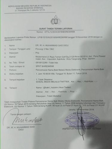 Laporan polisi Said Didu