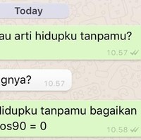 Nilai dari Cos 90 derajat adalah 0. Ya hidup tanpa dirinya adalah hampa dan tak berarti. Foto: dok. Wolipop