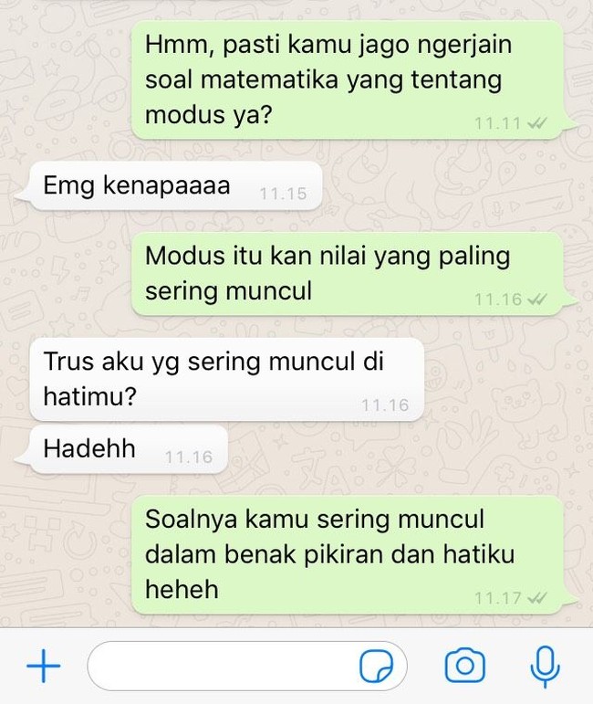 Masih dalam data kelompok pada matematika, modus yakni frekuensi yang paling sering muncul juga bisa menyerempet ke gombalan cinta. Foto: dok. Wolipop