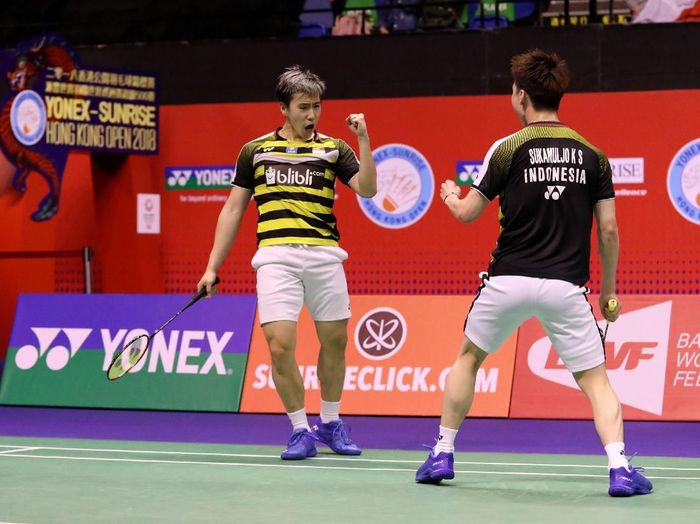 Kevin/Marcus mengukir rekor baru usai memenangi Hong Kong Terbuka 2018. (Foto: Tim Humas dan Media PP PBSI) Kevin/Marcus mengukir rekor baru usai memenangi Hong Kong Terbuka 2018. (Foto: Tim Humas dan Media PP PBSI)