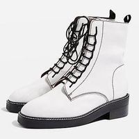 flat white ankle boots