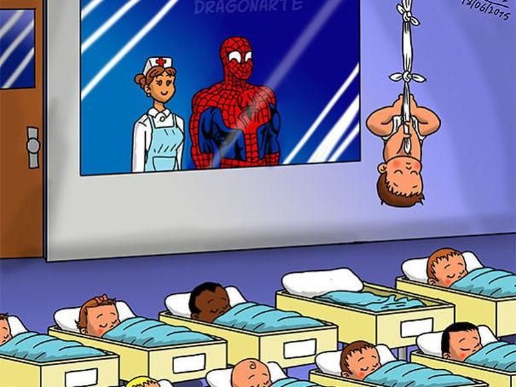 Ilustrasi Kocak! Ketika Superhero Punya Bayi