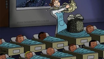 Hiii, perawatnya kerepotan ngurusin anak Alien. (Foto: instagram/dragon_arte)