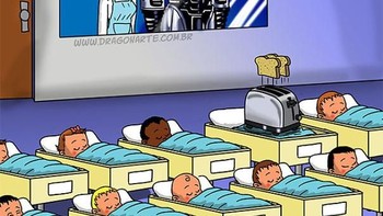 Anak si Robocop yang jadi pemanggang roti. (Foto: instagram/dragon_arte)