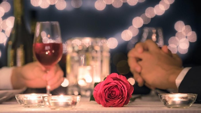 Close up image of a couple having dinner in fine dining restaurant.