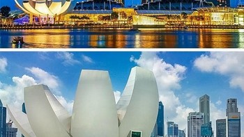 ArtScience Museum, Singapore. Museum ini jadi salah satu daya tarik utama Singapura. Bentuknya mengingatkan seseorang pada telapak tangan atau bunga teratai. Tiga gedung pencakar langit yang menjadi latar belakang dengan sebuah kapal di atasnya adalah Marina Bay Sands, hotel mewah dan mahakarya arsitektur Singapura lainnya. Foto: via Brightside