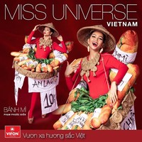 Kini HHen Nie sudah bersiap diri mengikuti ajang Miss Universe 2018 di Bangkok, Thailand. Pada ajang internasional yang juga diikuti Puteri Indonesia 2018 itu, HHen Nie akan memakai kostum nasional bertemakan makanan khas Vietnam, Bánh mì. Penampilannya mengenakan kostum Banh mi ini sungguh unik. Foto: Dok. Instagram HHen Nie
