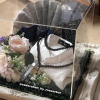 Rose Arbor Seserahan menyiapkan 12 seserahan. Tujuh untuk Angbeen dan lima bagi Adly. “Kalau buat calon istri, temanya lebih ke girly. Terlihat dari nuansa pink yang mendominasi. Kalau Aldy, lebih maskulin,” ujar Dita, pendiri Rose Arbor Seserahan, kepada Wolipop, Minggu. Foto: Dok. Rose Arbor Seserahan