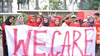 Acara peringatan Hari AIDS sedunia dilaksanakan di area Car Free Day Jl Jendral Sudirman, Jakarta Selatan. (Ayunda/detikHealth) 