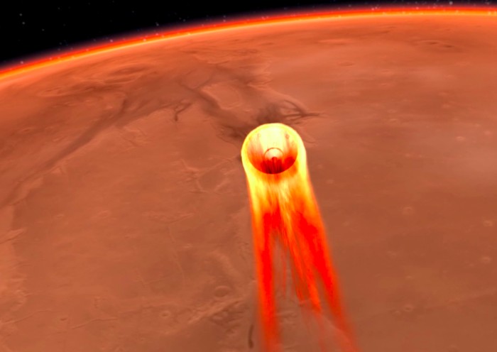 Ilustrasi InSight akan mendarat di Mars. Foto: NASA Ilustrasi InSight akan mendarat di Mars. Foto: NASA
