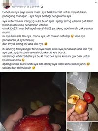 Salah satu unggahan warganet yang menyebut bahaya lilin pada apel.