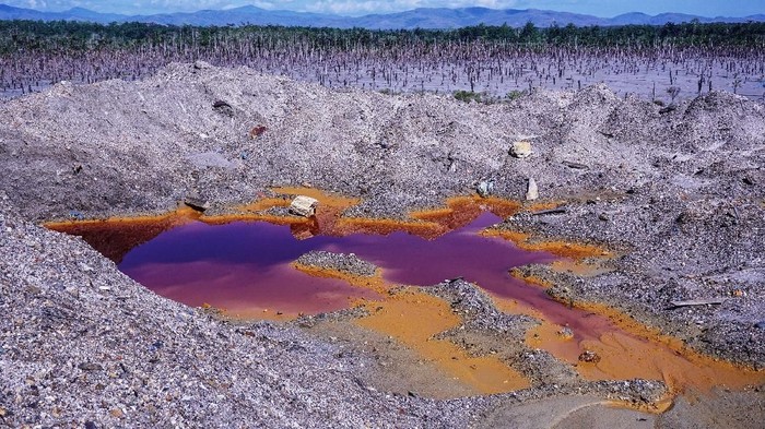 Gunung Botak yang berlokasi di Pulau Buru, Maluku menjadi area penambangan emas ilegal. Penambangan itu diketahui menggunakan zat berbahaya untuk manusia.