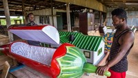 Sebagai contoh peti mati cabai ini untuk seorang petani yang dikenal temperamental. (Foto: Fellipe Abreu/BBC)