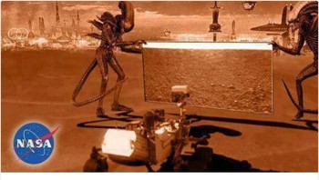 Nah, kedua foto itu rupanya langsung jadi bahan meme oleh netizen. Tampak di sini meme apa yang sebenarnya terjadi di Mars. Foto: Twitter